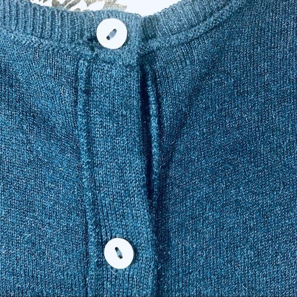 August Silk Knit Button Up Cardigan Sweater Navy L - Picture 2 of 8